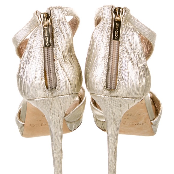 Jimmy Choo Gold T-Strap Sandals - Picture 4 of 5